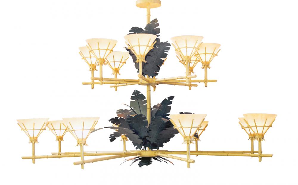 96" Wide Tiki 16 LT Two Tier Chandelier