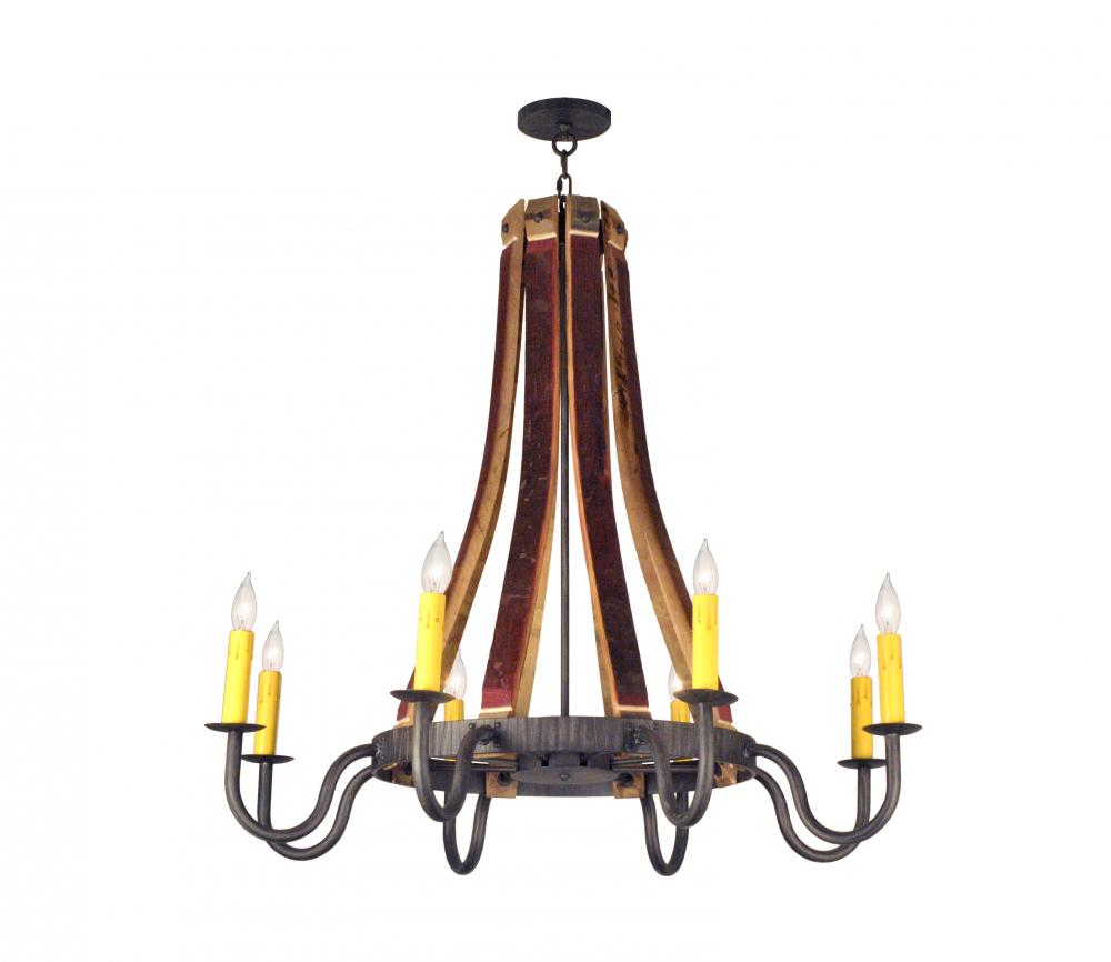 44"W Barrel Stave Madera 8 LT Chandelier