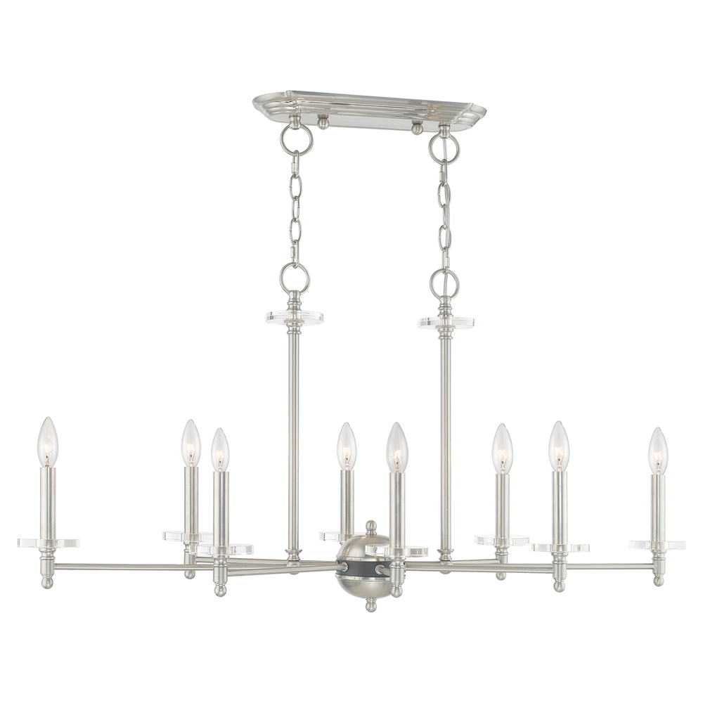 8 Lt Brushed Nickel Linear Chandelier