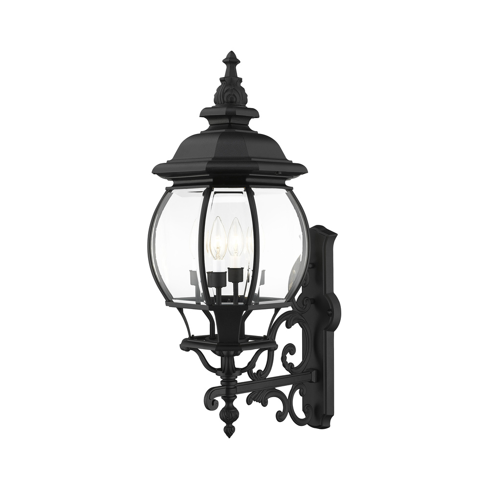 4 Lt Textured Black  Outdoor  Wall Lantern