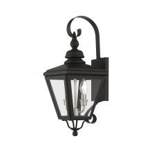  27372-04 - 2 Light Black Outdoor Medium Wall Lantern with Brushed Nickel Finish Cluster