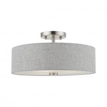 Livex Lighting 46743-91 - 3 Light Brushed Nickel with Shiny White Accents Semi-Flush