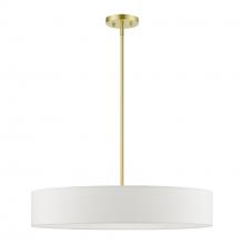  46925-12 - 5 Light Satin Brass with Shiny White Accents Large Drum Pendant