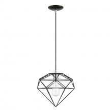  49152-68 - 1 Light Shiny Black with Polished Chrome Accents Pendant