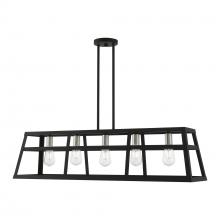  49565-04 - 5 Light Black with Brushed Nickel Accents Linear Chandelier