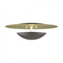  56570-92 - 2 Light English Bronze Large Semi-Flush/ Wall Sconce with Antique Brass Reflector Backplate