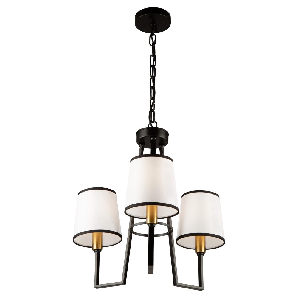 Coco 3 Light Chandelier Black and Gold