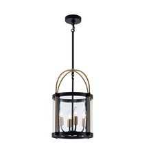  AC11514BB - Bonita Collection 4-Light 13" Pendant Black and Brushed Brass