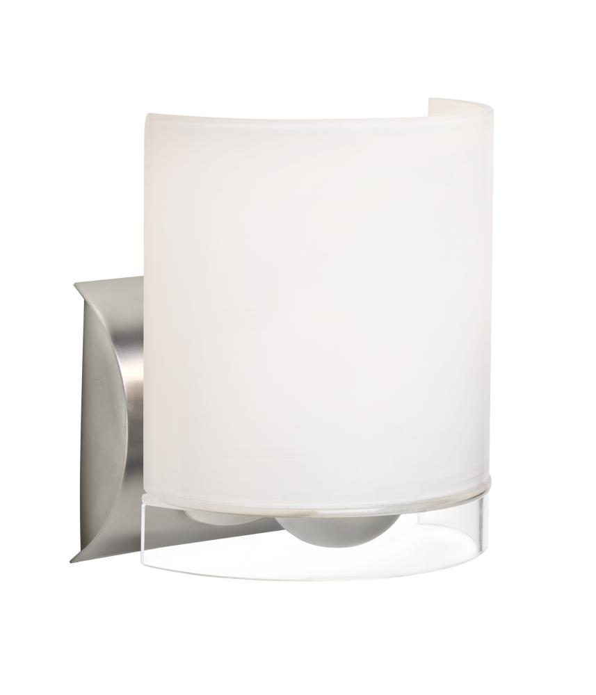 Besa, Celtic Wall Sconce, Opal Glossy/Clear, Satin Nickel Finish, 1x9W LED