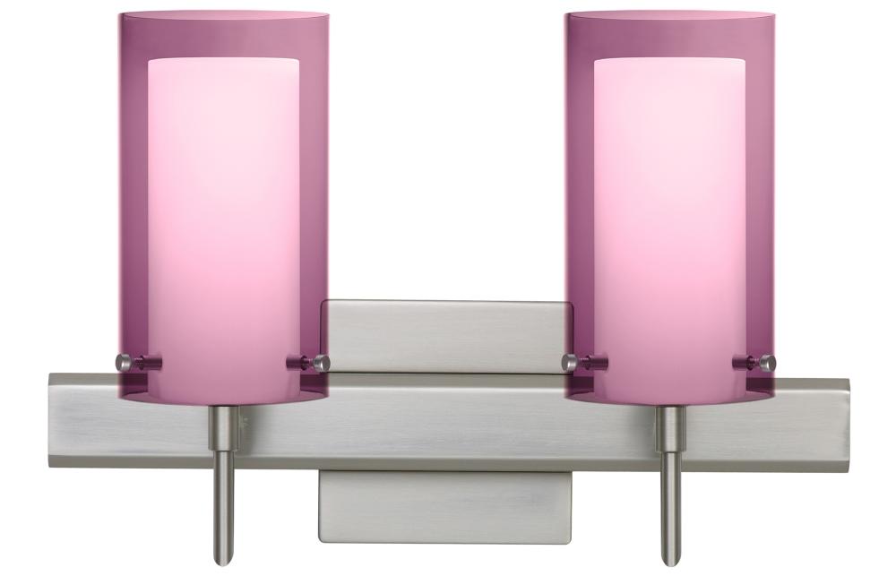 Besa Pahu 4 Wall With SQ Canopy 2SW Transparent Amethyst/Opal Satin Nickel 2x5W LED