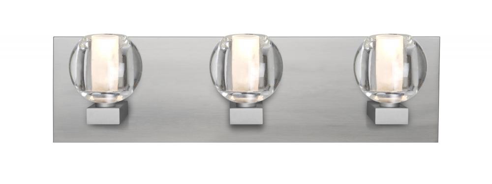 Besa, Boca Vanity, Clear, Satin Nickel Finish, 3x40W Halogen