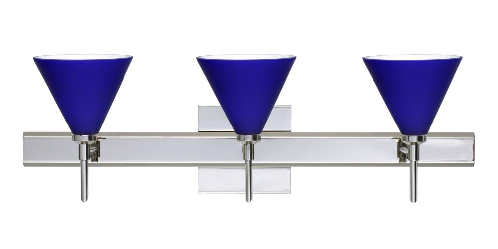 Besa Wall With Sq Canopy Kani Chrome Cobalt Blue Matte 3x40W G9