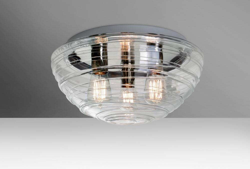 Besa Ceiling Wave 15 Clear 3x40W Edison