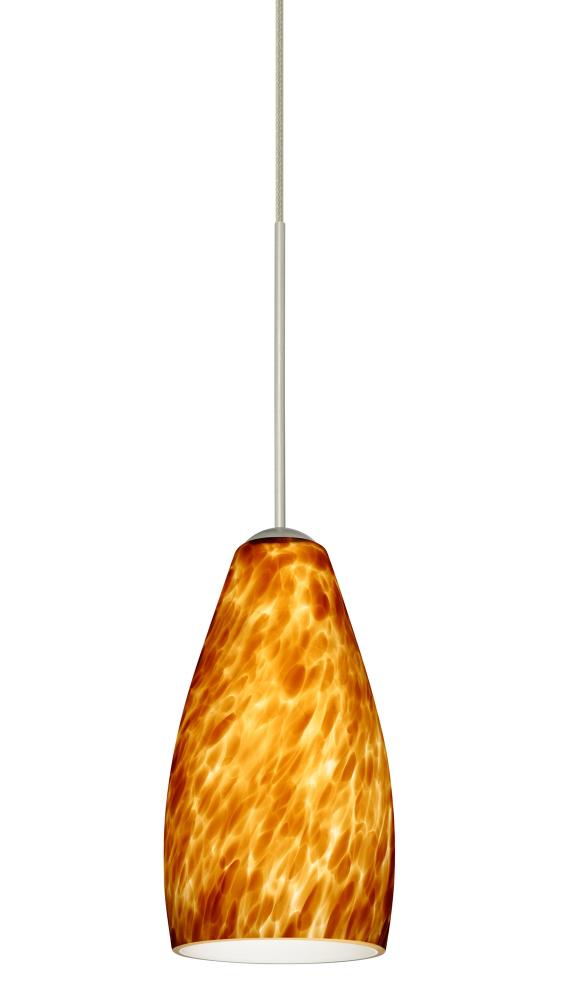 Besa Pendant Karli Satin Nickel Amber Cloud 1x50W Halogen