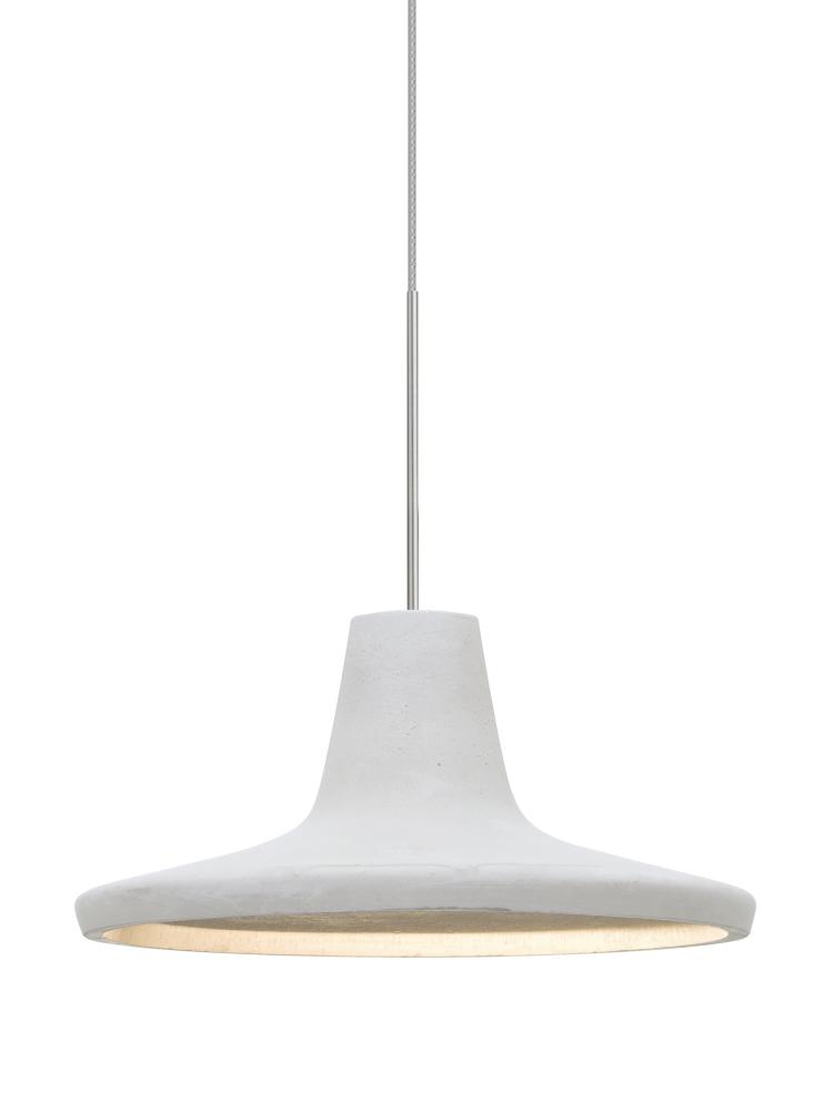 Besa Modus Cord Pendant, White, Satin Nickel Finish, 1x9W LED