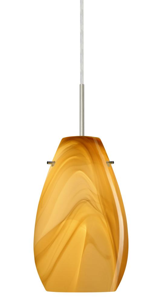 Besa Pera 9 Pendant For Multiport Canopy Satin Nickel Honey 1x100W Medium Base