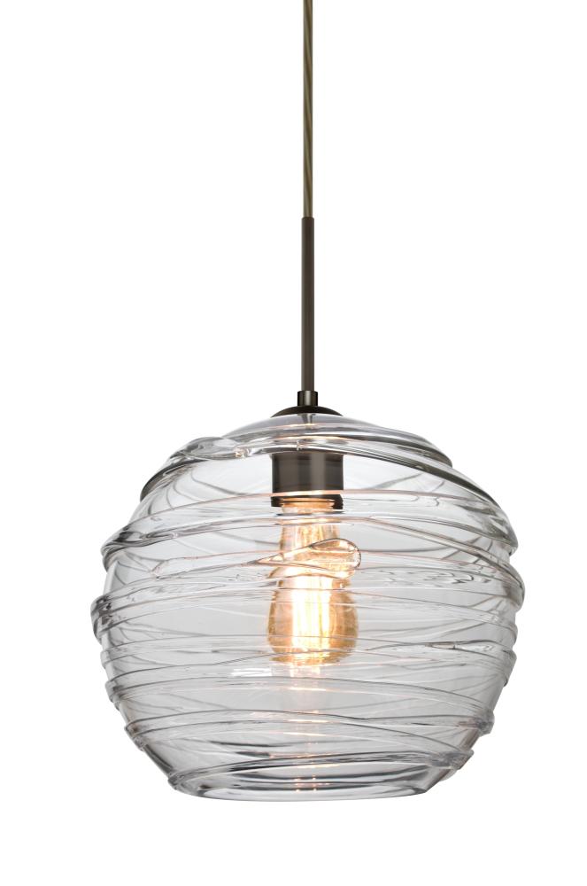 Besa Wave 10 Pendant For Multiport Canopy Bronze Clear 1x8W LED Filament