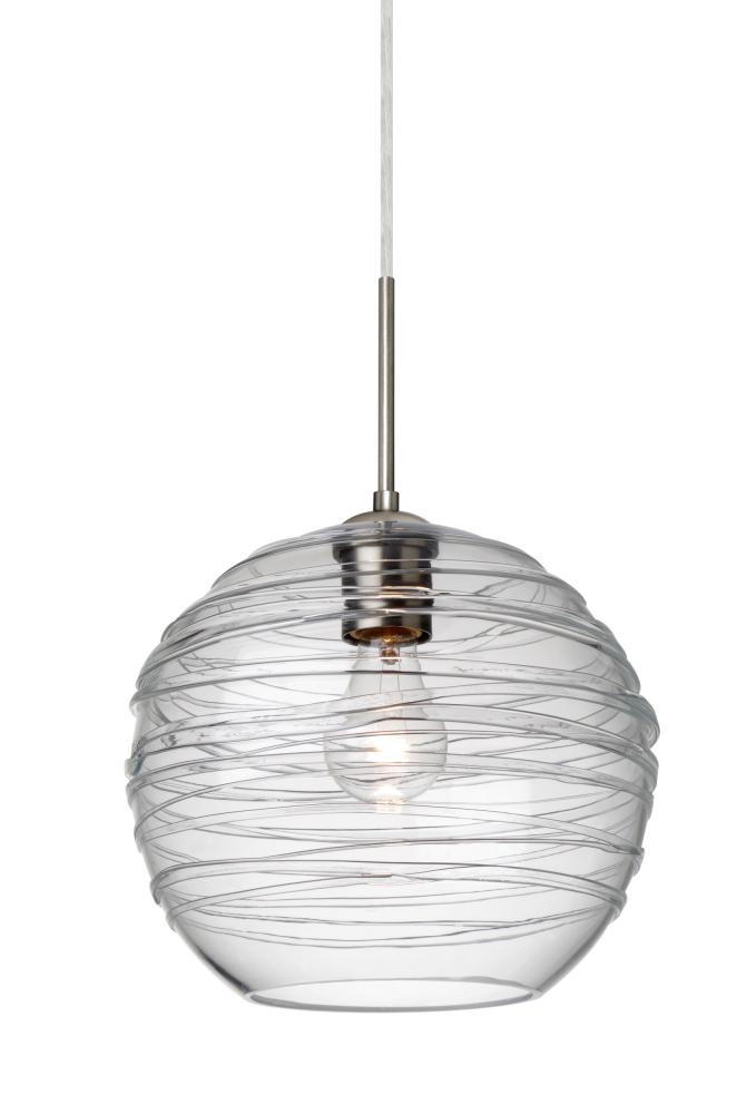 Besa Wave 10 Pendant For Multiport Canopy Satin Nickel Clear 1x60W Medium Base