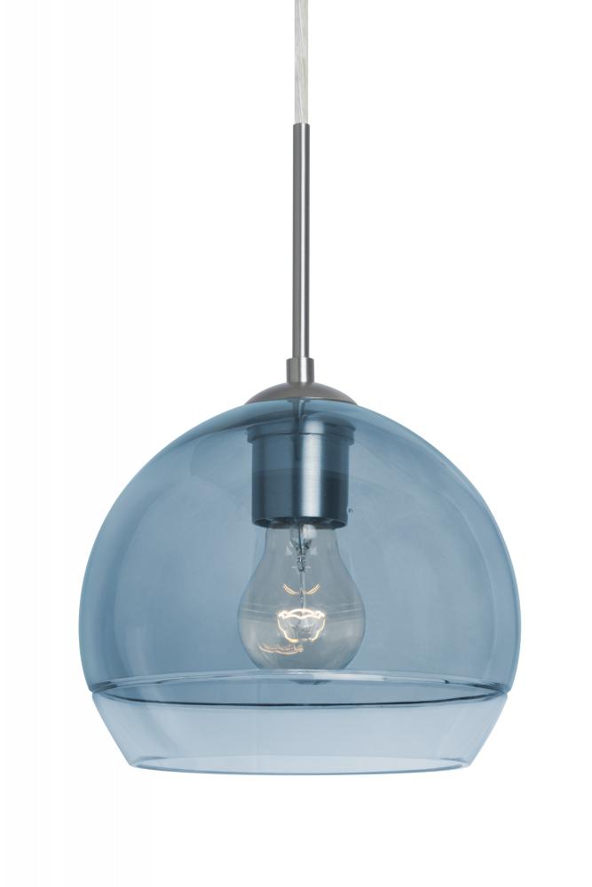 Besa, Ally 8 Cord Pendant For Multiport Canopy, Coral Blue/Clear, Satin Nickel Finish