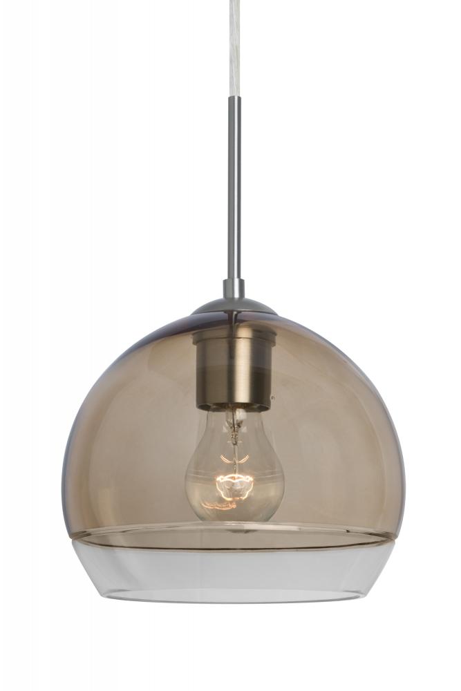 Besa, Ally 8 Cord Pendant For Multiport Canopy, Smoke/Clear, Satin Nickel Finish, 1x6