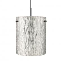  1JC-4006SS-BK - Besa Tamburo 8 Pendant, Stone Silver, Black Finish, Foil 1x100W MAX E26 Base