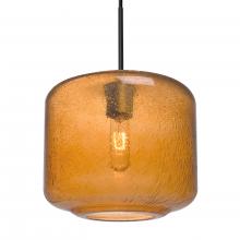  1JC-NILES10AM-BK - Besa Niles 10 Pendant, Amber Bubble, Black Finish, 1x60W MAX E26 Base