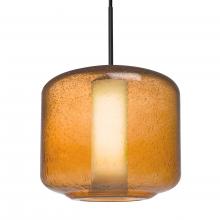  1JC-NILES10AO-BK - Besa Niles 10 Pendant, Amber Bubble/Opal, Black Finish, 1x60W MAX E26 Base