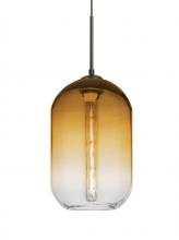  1JC-OMEGA12AM-EDIL-BR - Besa, Omega 12 Cord Pendant, Amber/Clear, Bronze Finish, 1x4W LED Filament LED Filame