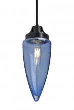  1JC-SULUBL-EDIL-BK - Besa, Sulu Cord Pendant, Blue Bubble, Black Finish, 1x4W LED Filament