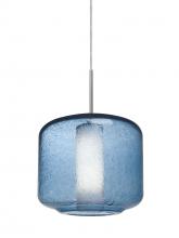  1JT-NILES10BO-LED-SN - Besa Niles 10 Pendant, Blue Bubble/Opal, Satin Nickel Finish, 1x5W LED