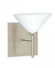 Besa Lighting 1SW-117607-LED-SN-SQ - Besa Wall With SQ Canopy Kona Satin Nickel White 1x5W LED