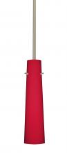  1TT-5674RM-SN - Besa Camino Stem Pendant Satin Nickel Ruby Matte 1x40W Halogen