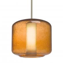  1TT-NILES10AO-LED-SN - Besa Niles 10 Pendant, Amber Bubble/Opal, Satin Nickel Finish, 1x5W LED