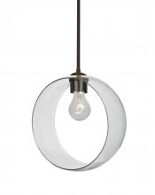  1TT-PLATOCL-BR-NI - Besa, Plato Stem Pendant, Clear, Bronze Finish, 1x60W Medium Base