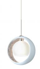  1XC-4293SF-SN - Besa Pendant Pogo Satin Nickel White/Inner Silver 1x35W Halogen