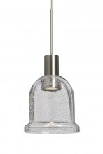  1XT-KIBACL-LED-SN - Besa, Kiba Cord Pendant, Clear Bubble, Satin Nickel Finish, 1x3W LED