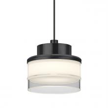  1XT-PIVOTCL-LED-BK - Besa Pivot Pendant, Opal Glossy/Clear, Black Finish, 1x3W LED