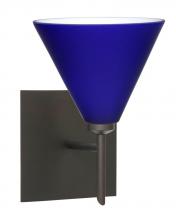  1SW-5121CM-LED-BR-SQ - Besa Wall With SQ Canopy Kani Bronze Cobalt Blue Matte 1x5W LED