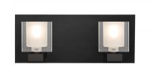  2WF-BOLOFR-LED-BK - Besa, Bolo Vanity, Clear/Frost, Black Finish, 2x3W LED