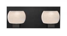  2WF-KENOWH-LED-BK - Besa, Keno Vanity, White Sand, Black Finish, 2x3W LED