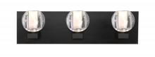  3WF-BOCABB-LED-BK - Besa, Boca Vanity, Clear Bubble, Black Finish, 3x3W LED