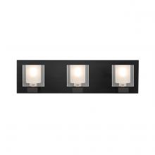  3WF-BOLOFR-LED-BK - Besa, Bolo Vanity, Clear/Frost, Black Finish, 3x3W LED