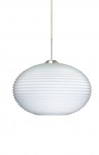 Besa Lighting J-491207-SN - Besa Pendant For Multiport Canopy Pape 10 Satin Nickel Opal Ribbed 1x75W Medium Base