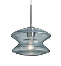 Besa Lighting J-ZENBL-SN - Besa, Zen Cord Pendant For Multiport Canopy, Blue Bubble, Satin Nickel Finish, 1x60W