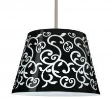 Besa Lighting 1KT-4394BD-SN - Besa Stem Pendant Amelia 18 Satin Nickel Black Damask 3x100W A19