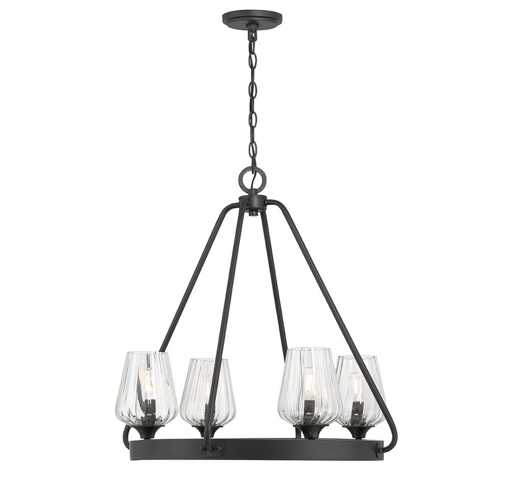 Carlton 4-Light Chandelier in Matte Black