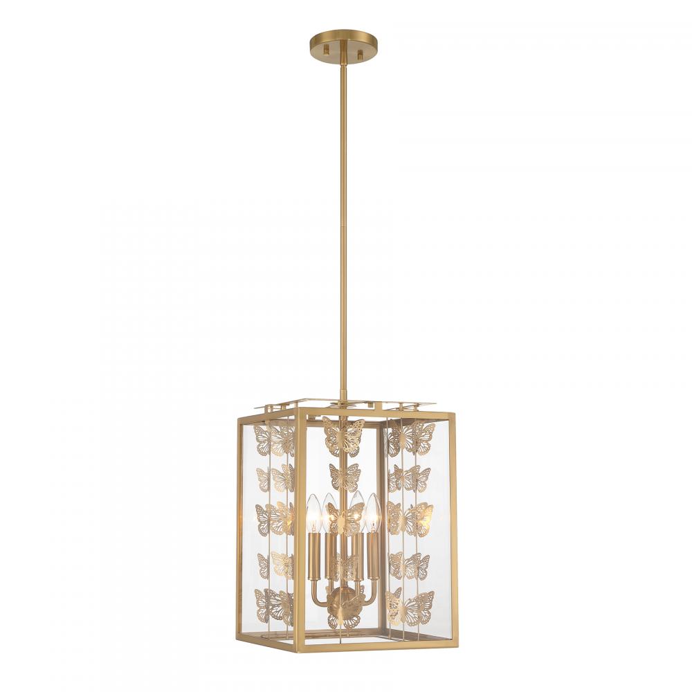 Birch 4-Light Pendant in Warm Brass