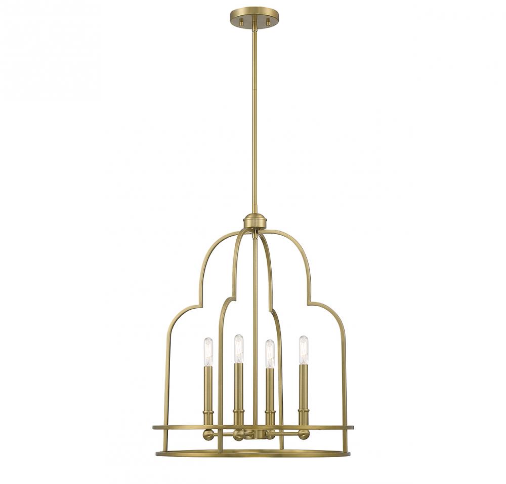 Diplomat 4-Light Pendant in Warm Brass