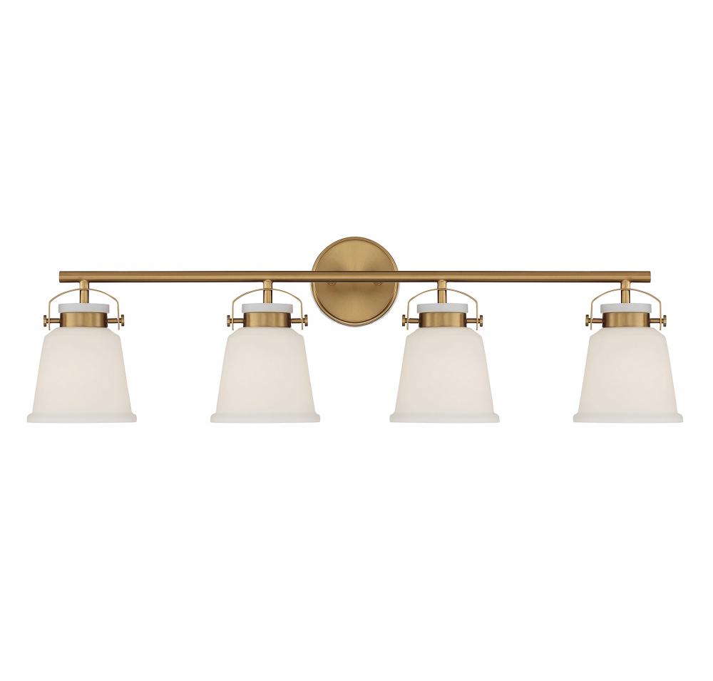 Kaden 4-Light Bathroom Vanity Light in Warm Brass