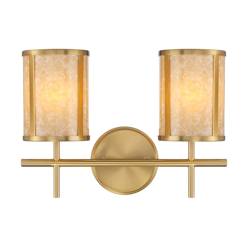 Camden 2-Light Bathroom Vanity Light in Warm Brass